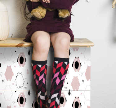 Vinilo para muebles osos rosados nórdicos - TenVinilo