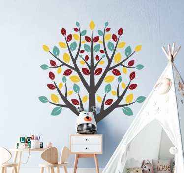 Multicoloured leaves tree tree wall sticker - TenStickers