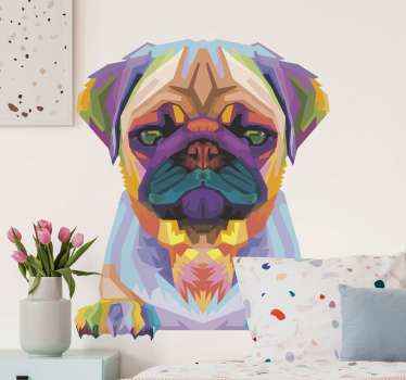 Rainbow Pug dog wall sticker - TenStickers