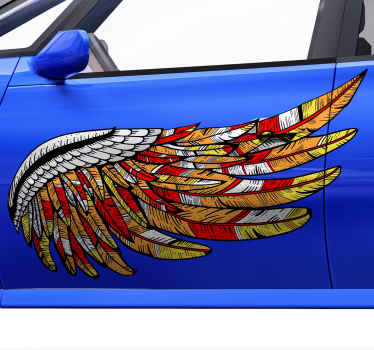 Colorful tribal vintage wing car sticker - TenStickers