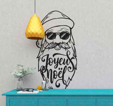 Sticker Noel Père noël avec lunettes de soleil - TenStickers