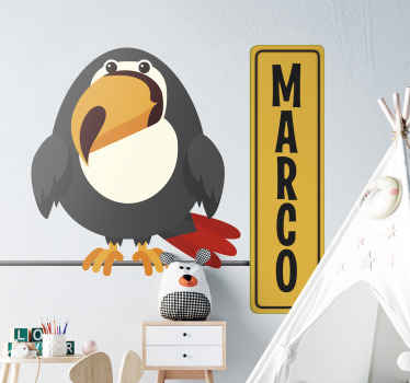 Wild animal toucan with name children sticker - TenStickers