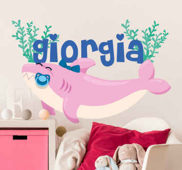 baby shark with name  girl children  sticker - TenStickers