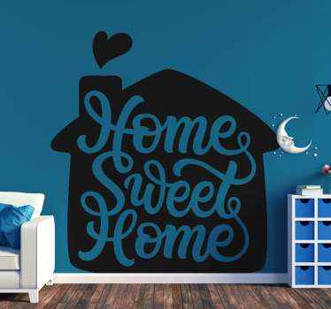 Home sweet home house roof home text sticker - TenStickers