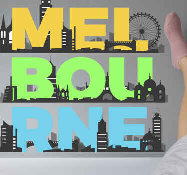 Colourful Melbourne Skyline skyline wall decal - TenStickers
