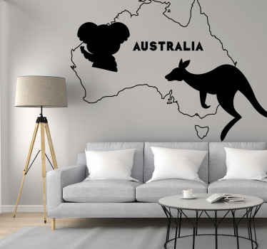 Australia map and animals silhouette sticker - TenStickers