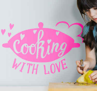 Sticker gastronomie citation d'amour sur la cuisine - TenStickers