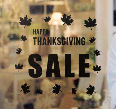 Happy thanksgiving sale multiple leaves decal - TenStickers