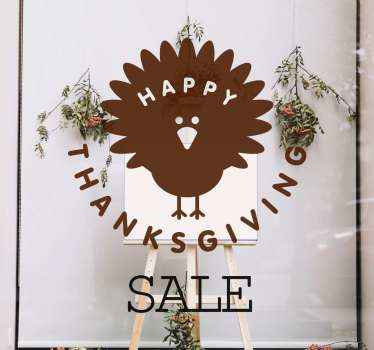 Cartoon turkey thanksgiving sale window sticker - TenStickers
