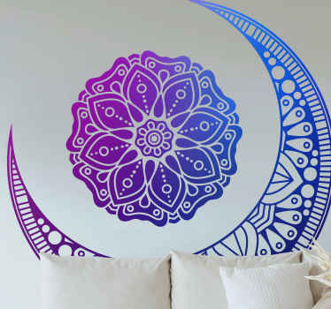 Blue and purple mandala with moon floral decal - TenStickers