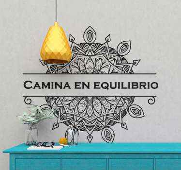 Vinilo decorativo floral Mandala oración camina en equilibrio - TenVinilo