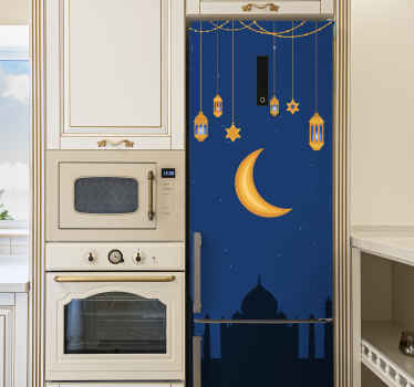 Mosque at night time fridge sticker - TenStickers