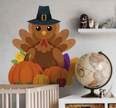 Cartoon thanksgiving turkey wall sticker - TenStickers