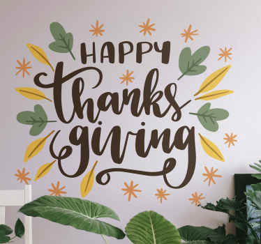 Happy thanks giving themed logo wall sticker - TenStickers