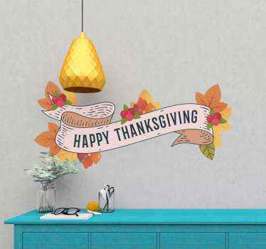 Happy thanksgiving leaves wall sticker - TenStickers