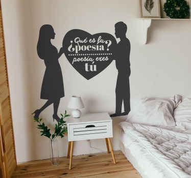 Vinilo amor corazón con frase poesía eres tú - TenVinilo