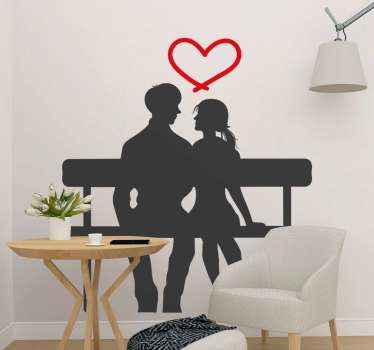Adesivo amore coppia silhouette cuore - TenStickers