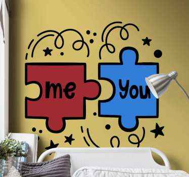 Wandtattoo Bett interaktion der puzzleteile - TenStickers