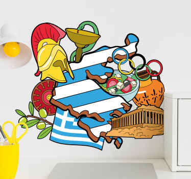 αυτοκόλλητο Ελλάδα χάρτη κινουμένων σχεδίων - TenStickers