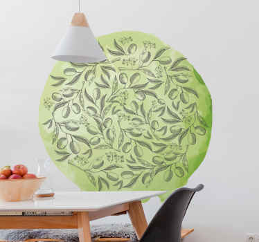 Vinilo para cocina verde de ramas de olivo - TenVinilo