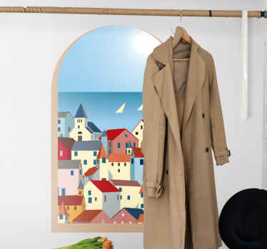 Adesivo località vista della città costiera - TenStickers