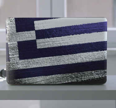 βαφή με υφή ελληνικής σημαίας φορητό υπολογιστή - TenStickers