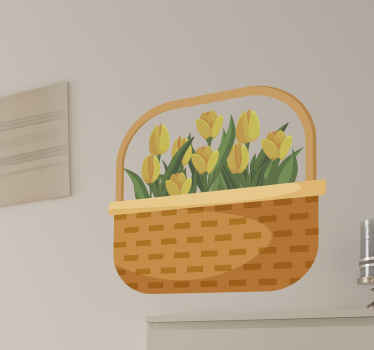 Adesivo fiore cesto di tulipani - TenStickers