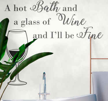 Varmt bad och glas vin textilvägg dekal - Tenstickers