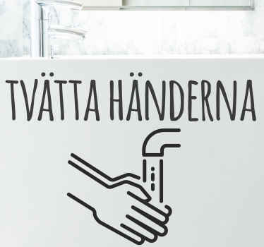 Tvätta händerna mening badrum vägg klistermärke - Tenstickers