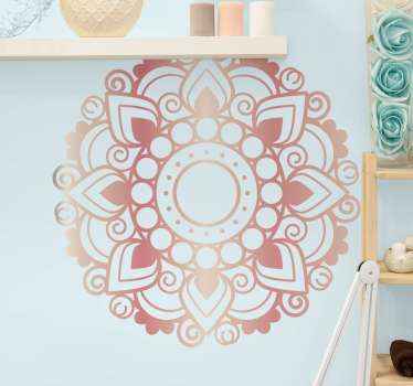 Wandtattoo floral Goldenes und rotes blumenmandala - TenStickers