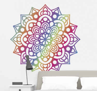 Muurstickers bloemenpatroon Neon mandala - TenStickers