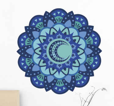 Boho moon i mandala blommig väggdekal - Tenstickers
