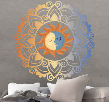 Wandtattoo floral Sonne und mond mandala - TenStickers