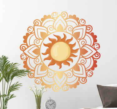 Sun mandala blommig vägg klistermärke - Tenstickers