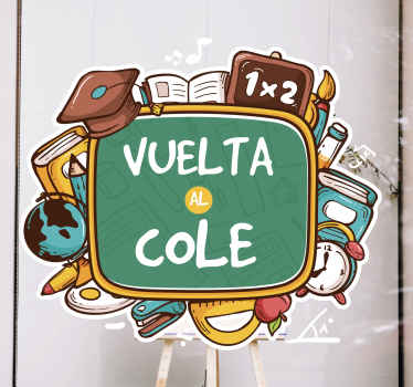 Vinilo vuelta al cole con material escolar - TenVinilo