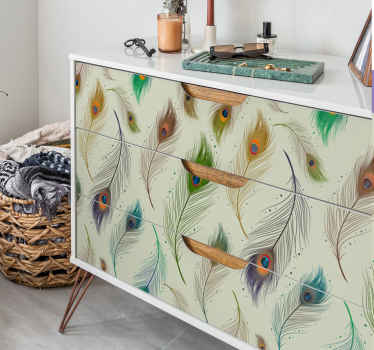 αυτοκόλλητο επίπλων με φτερά παγωνιού - TenStickers