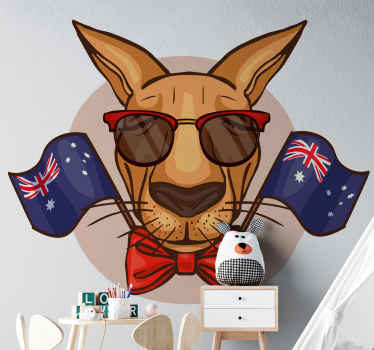 Kangaroo with Australian flags animal decal - TenStickers