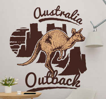 Australia outback kangaroo and map animal decal - TenStickers