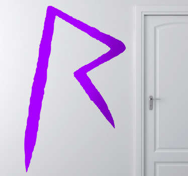 Adhesivo con el emblema de la exitosa cantante de las Barbados, su inicial "R" en un reconocible trazo.