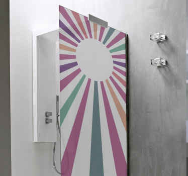 Sticker Paroi de Douche Soleil géométrique des années 70 - TenStickers