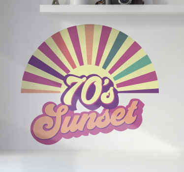 70's geometric sun text sticker - TenStickers
