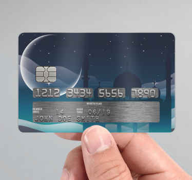 Night time mosque  credit card sticker - TenStickers