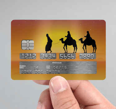 Camels in desert at daylight credit card decal - TenStickers