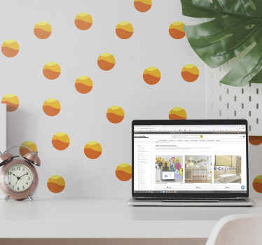 70'lerin güneş desen geometrik duvar çıkartması - TenStickers