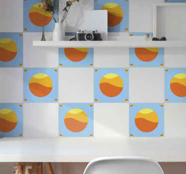 70's Sun Pattern tile sticker - TenStickers