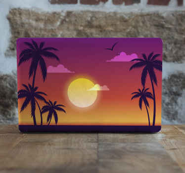 Sticker ordinateur portable coucher de soleil années 70 - TenStickers