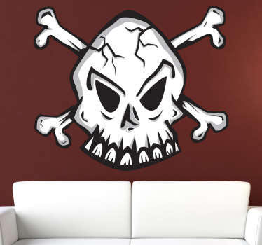 Cracked Skull Decorative Decal - TenStickers