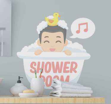 Cute anime shower  door sticker - TenStickers