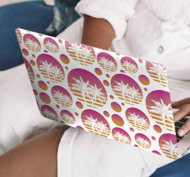 Vinilo para portátil diseño de palmeras tropicales - TenVinilo