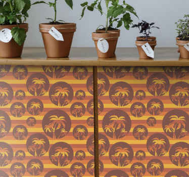 Klebefolie Möbel Retro sonnenuntergang und palmen möbel - TenStickers
